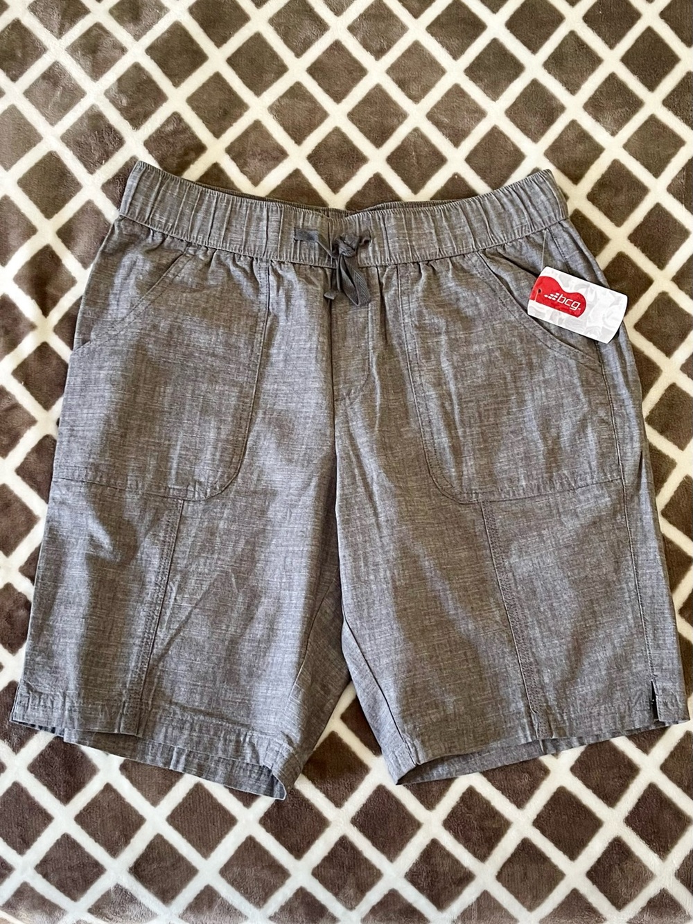 BCG Gray Drawstring Bermuda Chambray Shorts